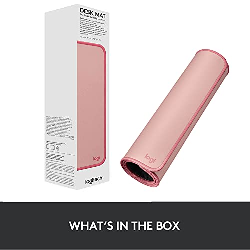 Logitech Desk Mat - Studio Series, Multifunctional Large Desk Pad, Extended Mouse Mat, Office Desk Protector with Anti-Slip Base, Spill-Resistant Durable Design, in Darker Rose