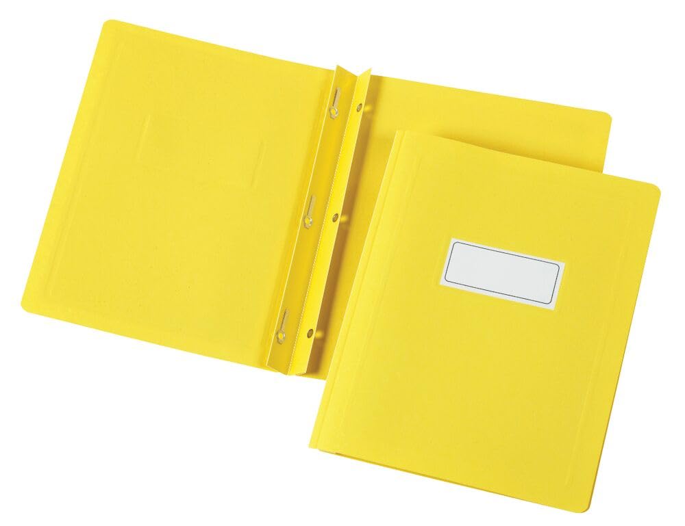 Oxford Duotang Panel & Border Report Cover, Letter Size, Vibrant Yellow, 100-Sheet Capacity, 25-Pack, Metal Fasteners, Adhesive Labels, Leatherette Finish for School or Office Use