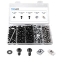 200pcs 2020 Series M5 T Nut and Black Screw Kit – Sliding & Drop-in T-Nuts, M5x8 & 10mm Black Screws, Washers, Hex Wrench – for 6mm T-Slot Aluminum Extrusion Accessories Extruded Aluminum Hardware