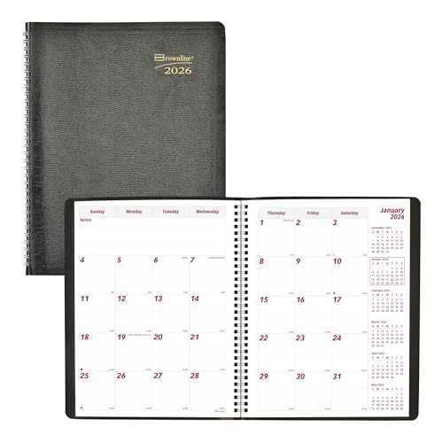 Brownline® 2026 Essential Monthly Planner, 14 Months, December 2025 to January 2027, Twin-Wire Binding, 11" x 8.5", Black (CB1262.BLK-26)