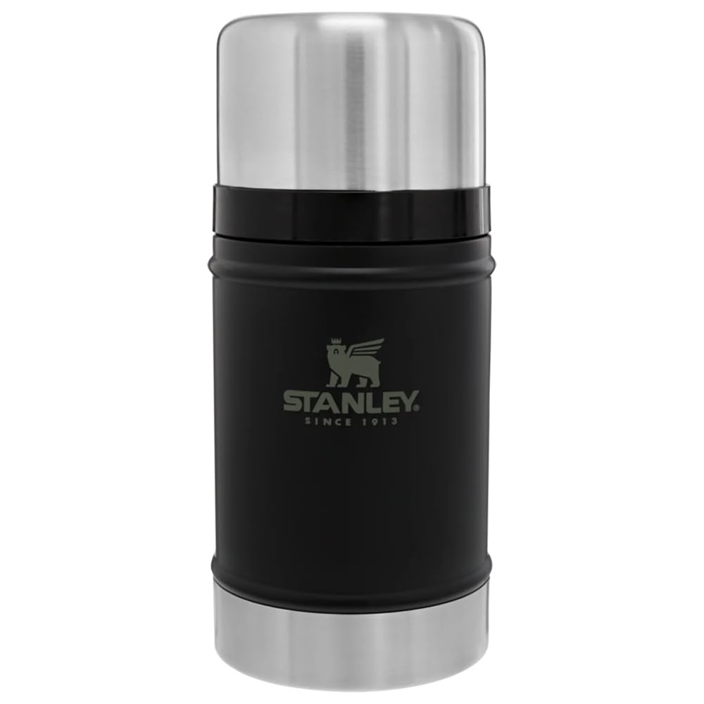 Stanley Classic Legendary Large Food Jar 24 oz | Vacuum Insulated Food Container | Wide Mouth Screw On Lid | Packable for Travel | Stainless Steel with Leakproof Lid | BPA-Free | Black 2.0