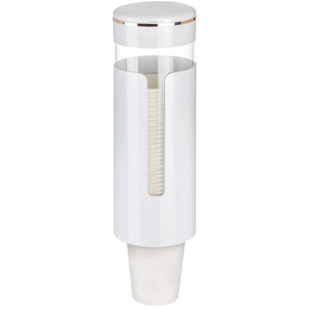 Cup Dispenser, Pull Type Water Cooler Cup Holder Fit 4oz-7oz Disposable Cups, Upgraded Wall Mounted Mouthwash Cup Dispenser for Bathroom Office Gym School (White)