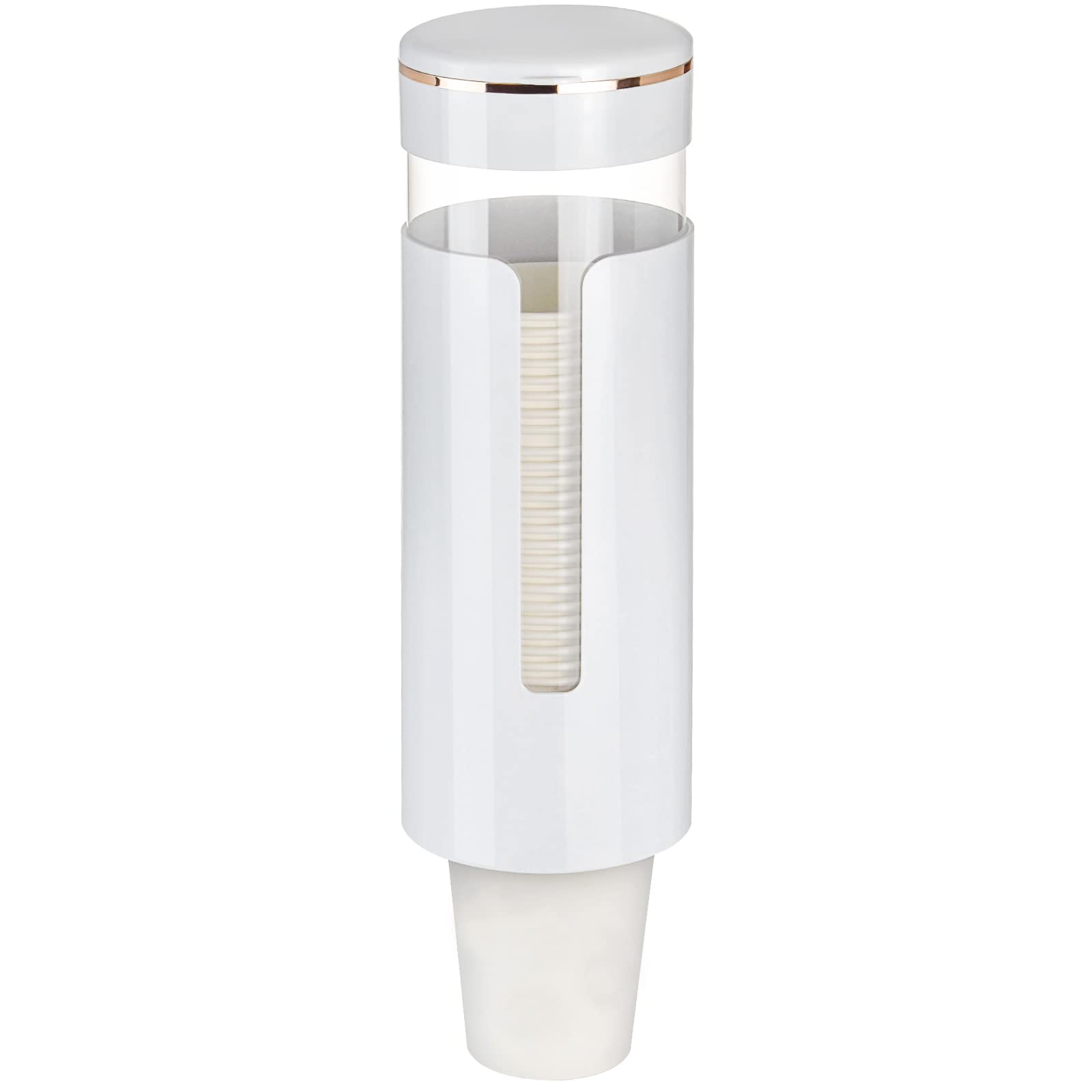 Cup Dispenser, Pull Type Water Cooler Cup Holder Fit 4oz-7oz Disposable Cups, Upgraded Wall Mounted Mouthwash Cup Dispenser for Bathroom Office Gym School (White)