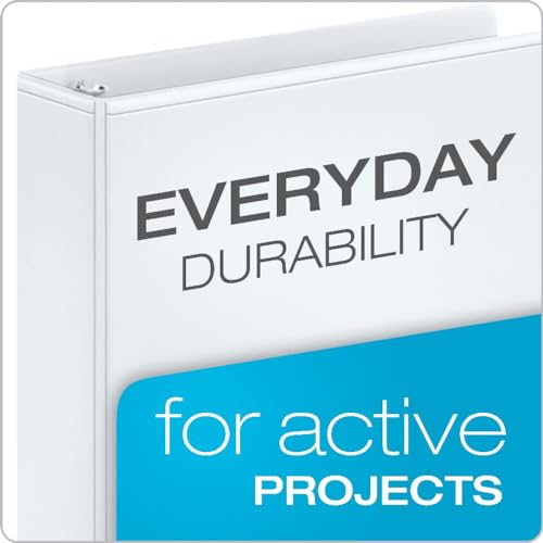 Cardinal Binders, 3-Ring Round Rings, 1.5 Inch, White, Holds 350 Sheets, ClearVue Custom Covers, Non-Stick PVC-Free Material, Recycled Content, 4-Pack for Office, School, or Home
