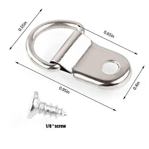 300Pack 1/4 D Ring Hanger, Ready Screw D Ring Picture Hangers Set Heavy Duty for Picture Frames and Mirrors, Used by Framing Professionals1