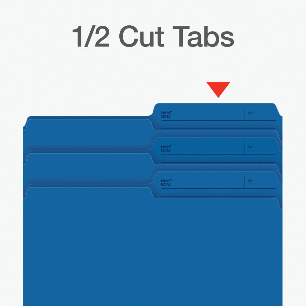 Pendaflex File Folders, Blue Colour File Organizers, 1/2 Cut Tab, Letter Size, Durable Paper Stock, 100/Box, Ideal for Office, Home, and School Filing Needs