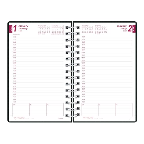 Brownline® 2026 DuraFlex Daily/Monthly Planner, Appointment Book, 12 Months, January to December, Twin-Wire Binding, 8" x 5", Black (CB634V.BLK-26)