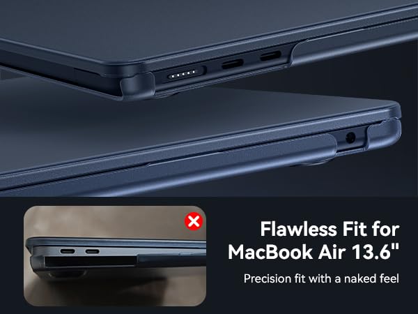 EooCoo Compatible with MacBook Air 13 inch Case M5 A3449 M4 A3240 M3 A3113 M2 A2681 2026-2022, Ultra Thin Armor, Seamlessly Fits, 100% Match Color, Air 13.6 Protective Hard Shell, Midnight Clear