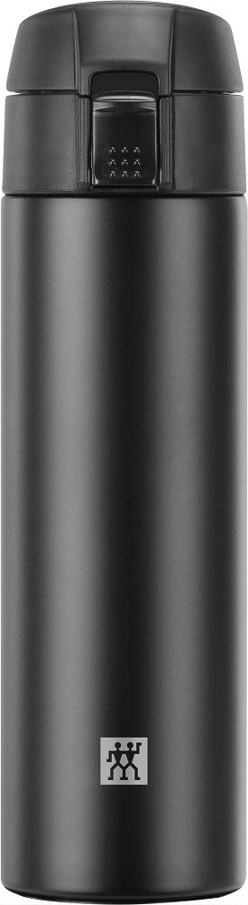 ZWILLING Thermo Vacuum Insulated Stainless Steel Beverage Flask 450ML - Reusable Water Bottle, Travel Mug, Leak Proof Lid, Double Wall Insulation, Mug for Coffee and Tea, Dishwasher Safe -Black