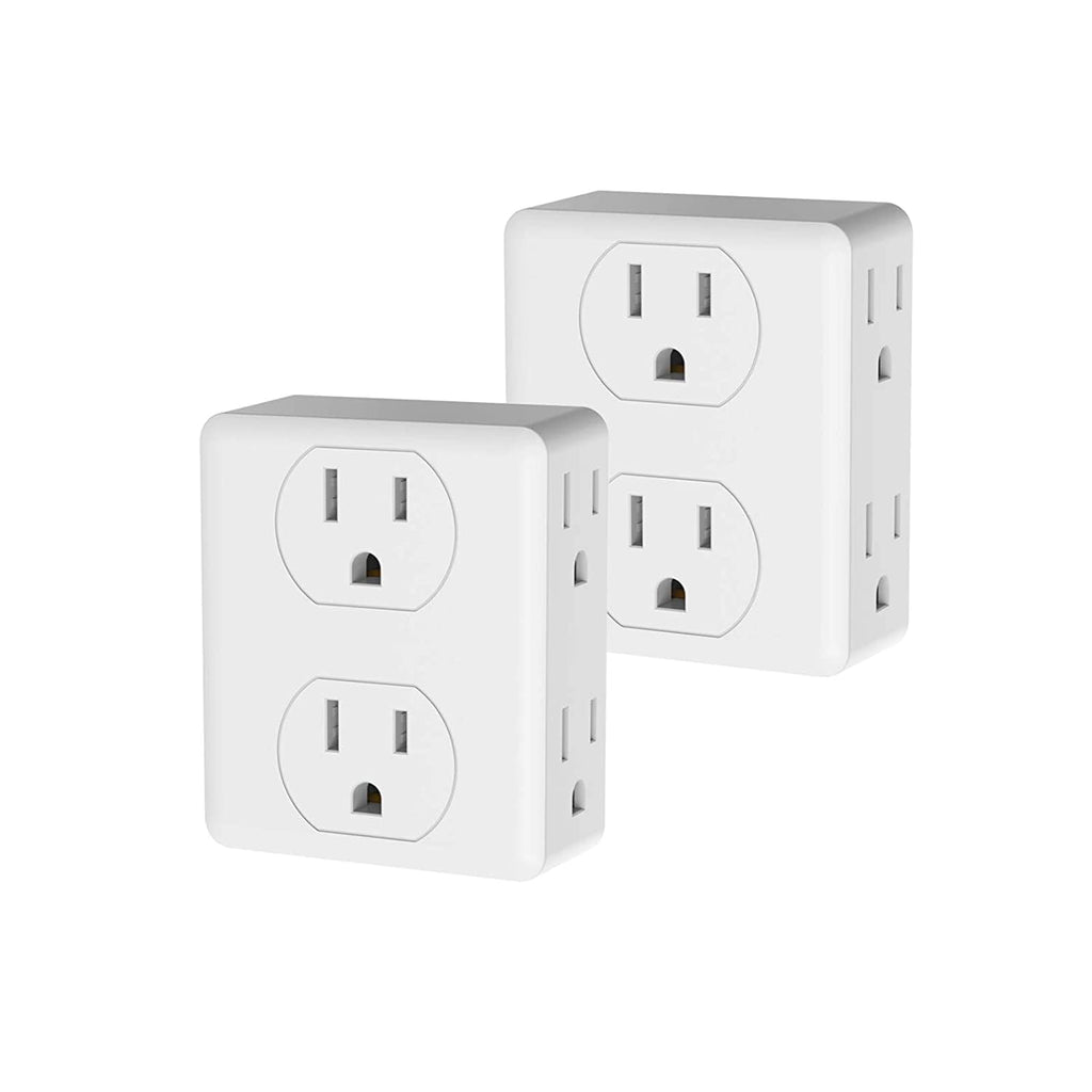 6 Outlet Extender, HITRENDS Multi Plug Outlet Extender, 2 Pack 3-Prong Wall Plug Multiple Outlet Splitter for Cruise Ship Home Office Dorm Room Essential
