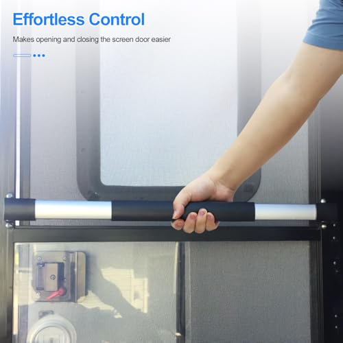 RV Screen Door Handle Adjustable Cross Bar Universal Fit Push Bar Metal and Plastic Durable Construction Crossbar for Travel Trailer Motorhome Camper Accessories