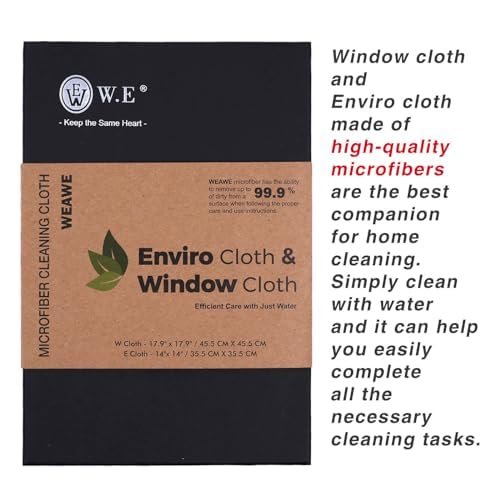 WEAWE Window Cleaning Cloth (Purple) & Enviro Cloth (Grey), 2 Pack Basic Package Cleaning Cloth Reusable Lint-Free Non-Scratch Streak-Free for Housekeeping Window Multipurpose.