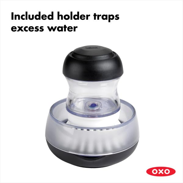 Oxo 1312280BK Palm Soap Dispensing Brush and Storage Set, 5.75-Inch
