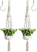 Sfee 2 Pack Macrame Plant Hangers, Hanging Planters Indoor Outdoor Handmade Cotton Rope Hanging Plant Pot Durable Flower Pots Holder for Home Garden Balcony Ceiling Decorations with 2 Hooks(White)