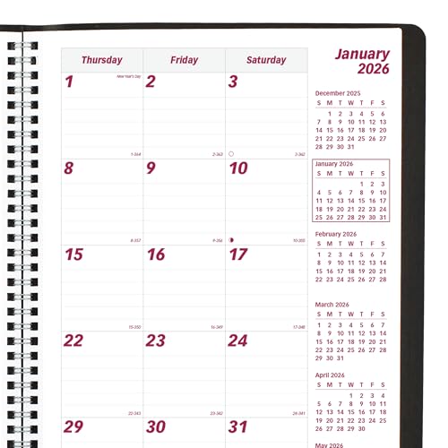 Brownline® 2026 Essential Monthly Planner, 14 Months, December 2025 to January 2027, Twin-Wire Binding, 11" x 8.5", Black (CB1262.BLK-26)