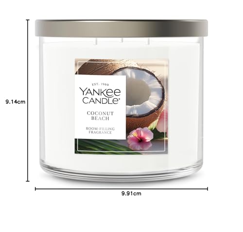 Yankee Candle 3 Wick Candle Jar, Scented Candle with up to 40 Hours of Burn Time, Premium Plant Wax Blend for Consistent Long Lasting Scent from First to Last Burn, Coconut Beach