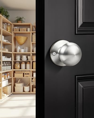 GOBEKOR 2 Pack Single Dummy Door Knob for Closet Satin Nickel Round Dummy Knobs Interior for French Doors Single Side Door Knob Handle