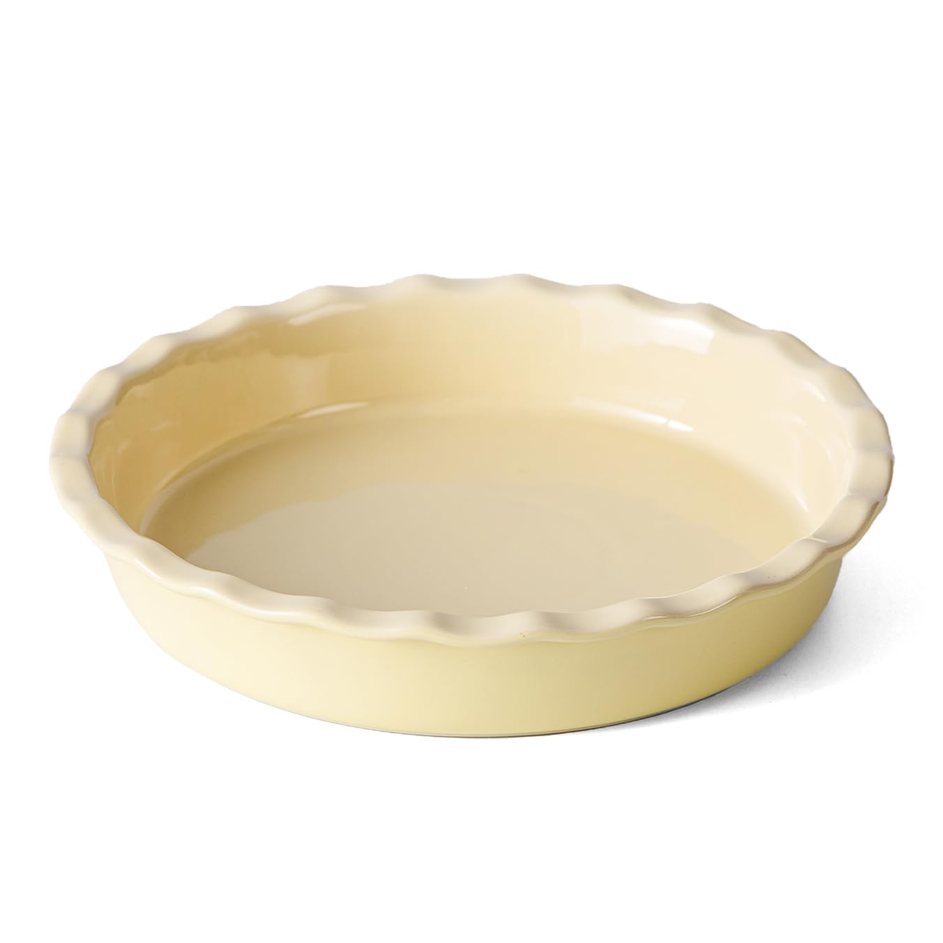 Avcylltty Ceramic Pie Pan for Baking 10 inch, Pie Dish for Quiche, Apple Pie, Pot Pies, Deep Dish Pie Plate with Ruffled Edges, Non-Stick Cake Pan, Microwave,Dishwasher,and Oven Safe, Butter Yellow