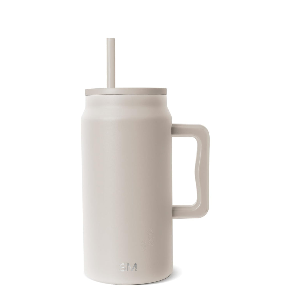 Simple Modern Tumbler with Handle and Straw | Insulated Stainless Steel Large Water Jug | Gifts for Women & Men | Trek Collection | 50oz | Almond Birch