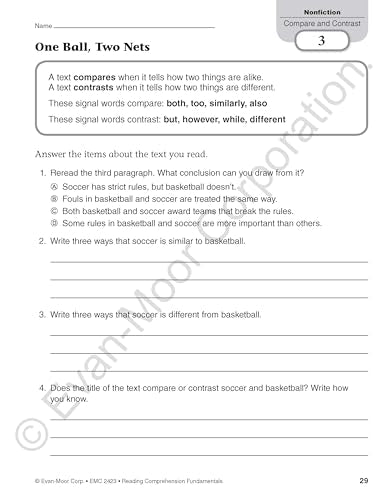 Reading Comprehension Fundamentals, Grade 3