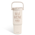 SANDJEST Mom Stainless Steel Straw Lid Tumbler 30oz with Carry Handle for Women, Best Mom Ever Insulated Travel Coffee Cup, Gift for Sports Outdoor Mother's Day Christmas Birthday