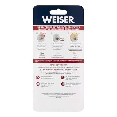 Weiser SmartKey Re-Key Kit, Re-Key Kit for Weiser SmartKey Deadbolt Locks, Door Handles, Door Knobs and Electronic Locks, Re-key Your Lock in Seconds , Silver