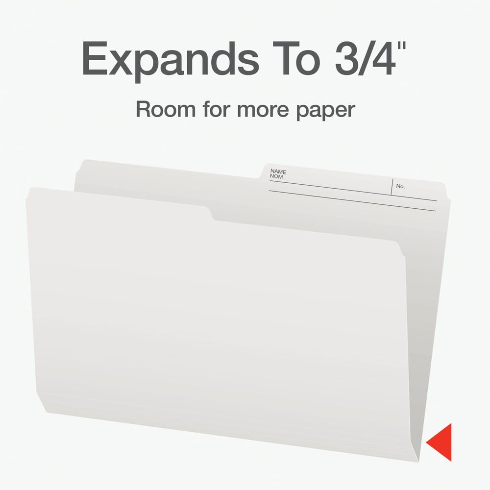 Pendaflex File Folders - Ivory/White Colour File Organizers, 1/2 Cut Tab, Legal Size, Durable Paper Stock, 100/Box, Ideal for Office, Home, and School Organization