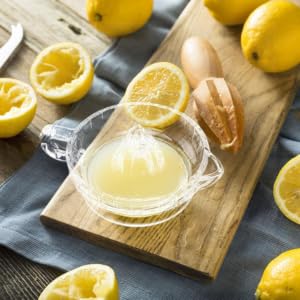 Manual Lemon Squeezer, Glass Juicer for Citrus Fruits, Oranges, Lemons, Limes, in Seconds, Modern Design, Crystal Glass, Handle, Pour Spout, Easy to Use, Widely Used,
