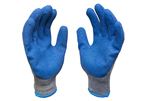 G & F Products 12 Pairs Medium Rubber Latex Double Coated Work Gloves for Construction, Gardening Gloves, Heavy Duty Cotton Blend,Blue,3100M
