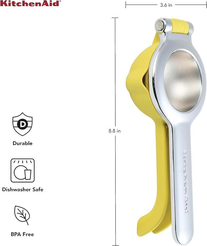 KitchenAid - Aluminium No Mess Citrus Press, Durable and Dishwasher Safe (Yellow)