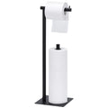Toilet Paper Stand Tissue Paper Holder Black Toilet Roll Dispenser Free Standing Tissue Paper Organizer Bath Paper Storage Holder Floor Toilet Paper Holder with Square Base for Lavatory (Black)