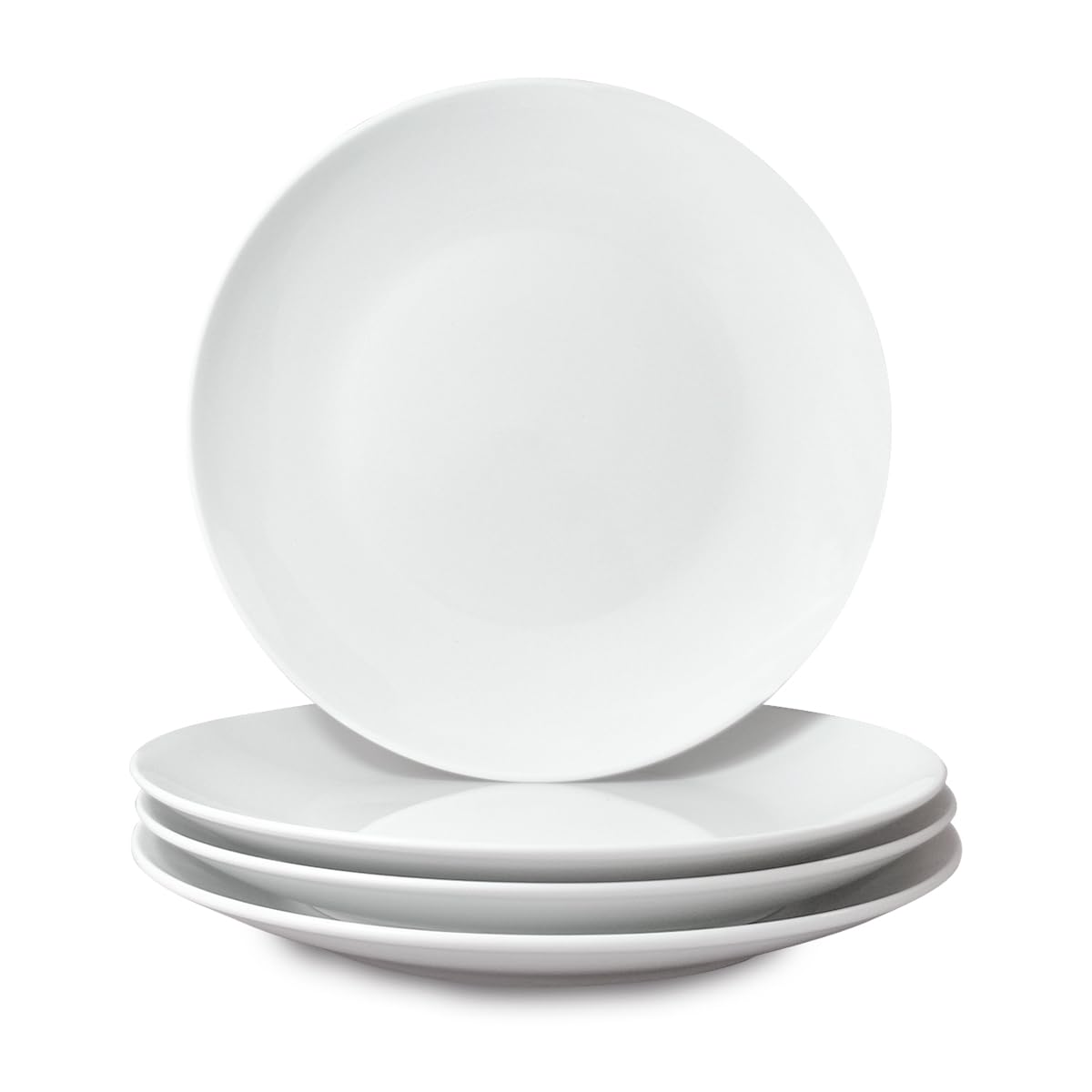 Miicol Ceramic Dinner Plates Set of 4, Large Salad Plate 10.5 inch / 27 cm, White Flat Dish, Porcelain Serving Dishes for Pasta, Steak, Dessert, Microwave and Dishwasher Safe, Scratch Resistant