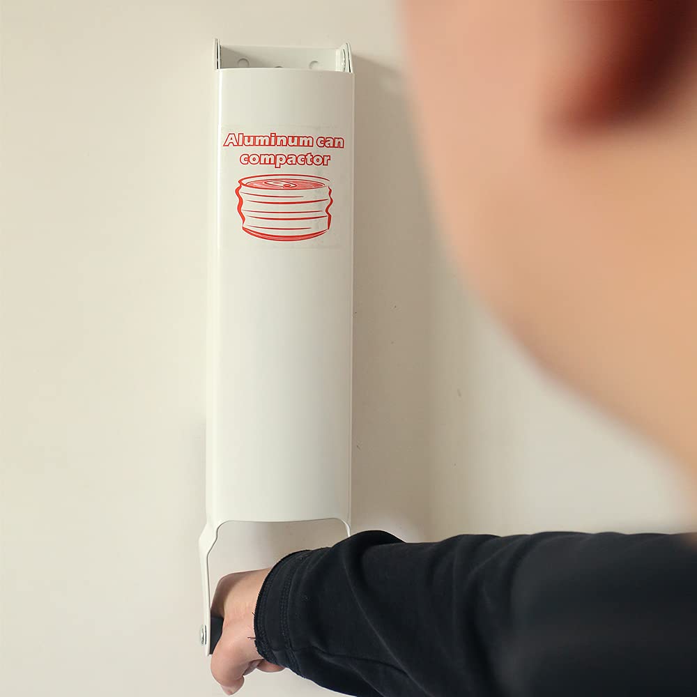 Chambridge Aluminum Can Compactor White – 8/12/16OZ Metal Can Crusher Heavy-Duty Wall-Mounted Smasher for Aluminum Seltzer, Soda, Beer Cans and Bottles for Recycling
