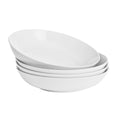 WishDeco White Pasta Bowls Set of 4, Porcelain Salad Bowls 37 oz / 1100 ml, Wide and Shallow Serving Bowl 9 Inch / 23 cm, Large Pasta Plates, Serving Dishes for Soup, Dinner, Microwave Safe