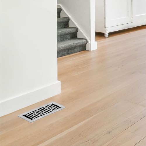 Decor Grates LAJH410-NKL Oriental *NEW* Low Profile Floor Register, 4x10 Inches, Brushed Nickel