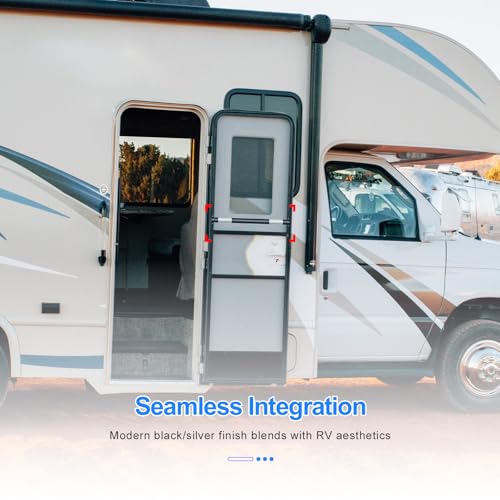 RV Screen Door Handle Adjustable Cross Bar Universal Fit Push Bar Metal and Plastic Durable Construction Crossbar for Travel Trailer Motorhome Camper Accessories