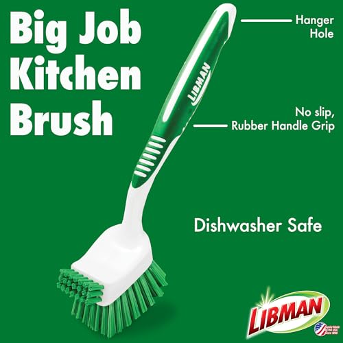 Libman Bottle & Dish Brush Kit | Cleaning Brushes for Kitchen Use | Straw Brush | Scrub Brushes for Dishes | Big Job Kitchen Brush | Palm Scrub Brush | 3 Different Brushes & Straw Cleaner Included