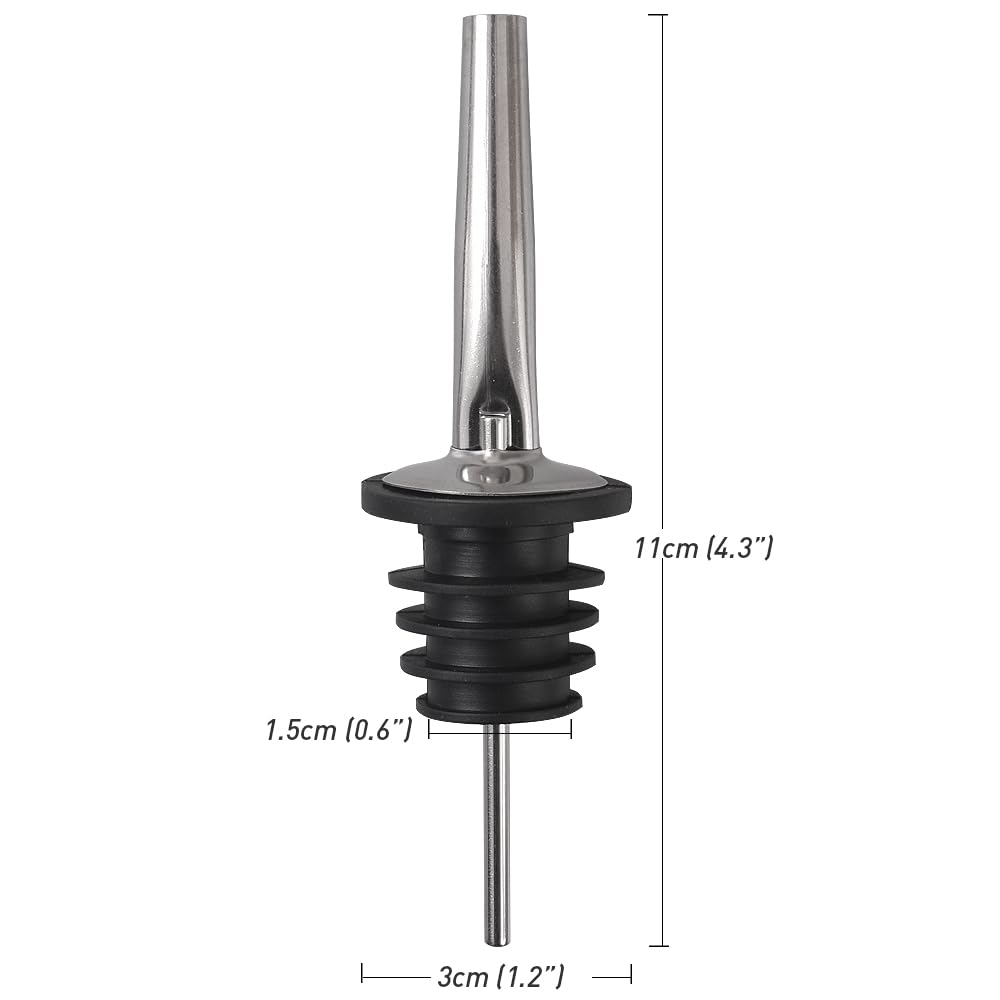 Newk Stainless Steel Pourers - 24 Packs of Classic Bottle Pourers with Conical Spout and Rubber Stoppers, Suitable for Pouring Liqueurs, Vinegar, Syrup or Olive Oils