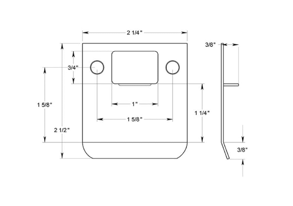 Deltana SPE250U15 2-1/2" x 2-1/4" Extended Lip Strike Plate, Satin Nickel