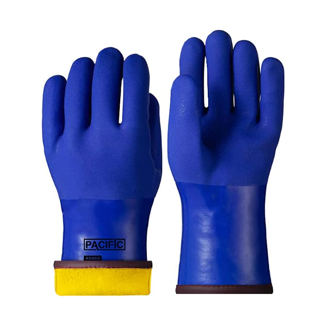 PACIFIC PPE Winter Work Gloves for Cold Weather, Thermal Insulated Freezer, Coated Cold Proof Heavy Duty PVC Rubber Gloves, Chemical&Oil Resistant, Waterproof, Touchsreen, Non-Slip,Large