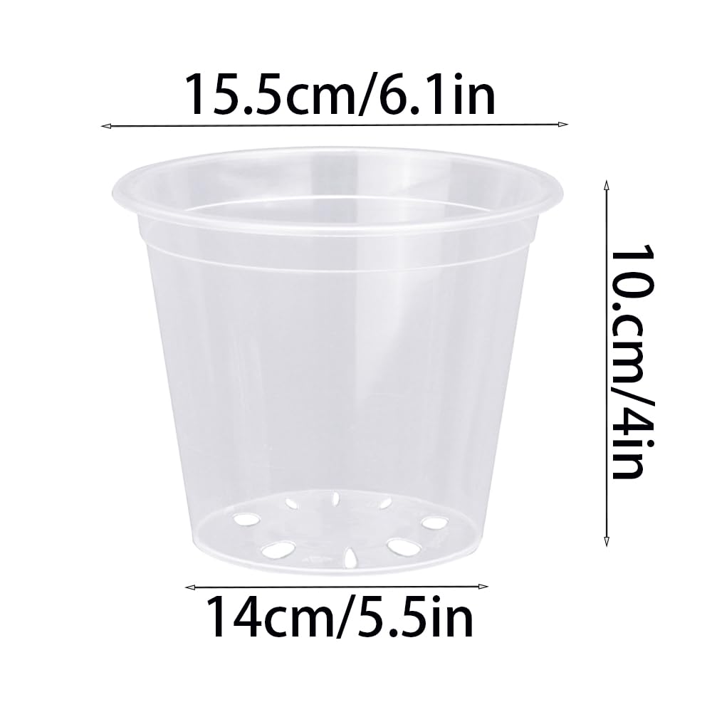 8 Pack 6 Inch Clear Plant Pots with Drainage Transparent Nursery for Plants Seeding Pots Orchid Pots Succulent Vegetable Flowers Small Indoor Plant Pots(8, 6")