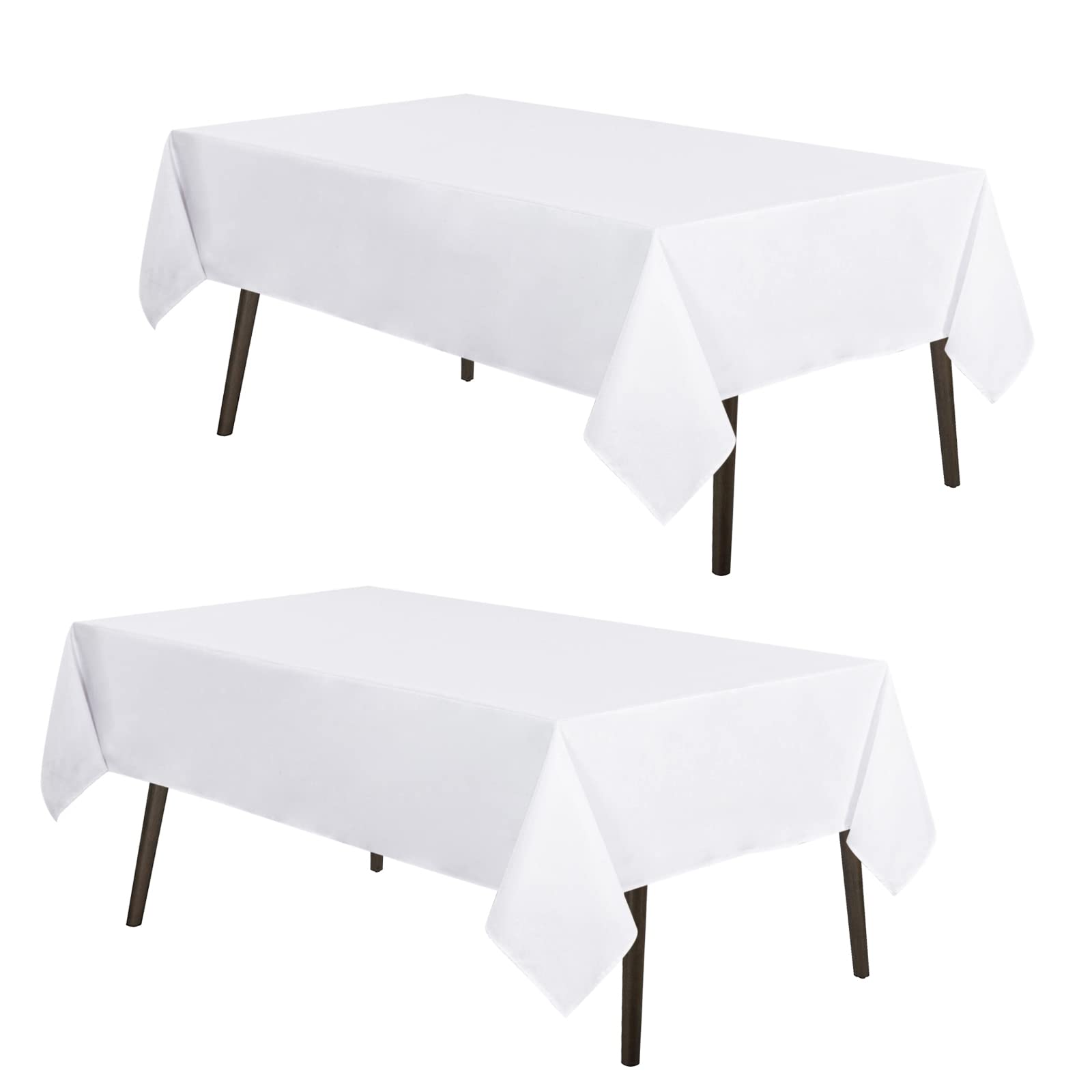 MYSKY HOME 2 Pack White Table Cloths Rectangular 60 x 84 Inch, Nappe de Table Rectangulaire Table Cloth Machine Washable Polyester, Tablecloth Table Cover for Dining Buffet Parties Picnic Weddings