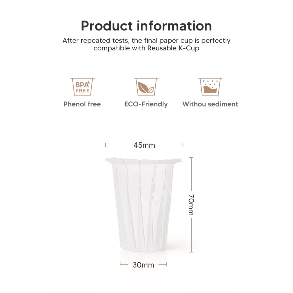 Disposable Coffee Paper Filters, K/Cup Paper Filters for Keuri, Compatible with 2.0 Keuri Single Serve Brewer Reusable K/Cup Filter, 300 PCS