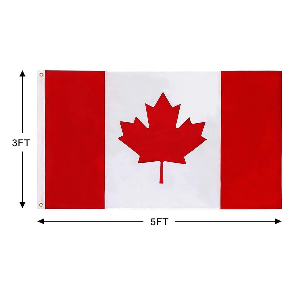 OYYQ 5FT Flag Pole Kit with 2 Pack 3x5FT Canada Flag, Professional Stainless Steel Flag Pole for House Garden, Residential or Commercial Flag Pole with Two-Position Bracket (Black)