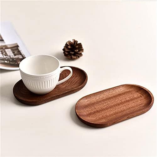 Linwnil 2 Pack Solid Wood Coffee Serving Platters and Trays of Natural Wood with Edge, Rectangular Avoid Sliding and Spilling Food (Walnut Trays x 2Pack)