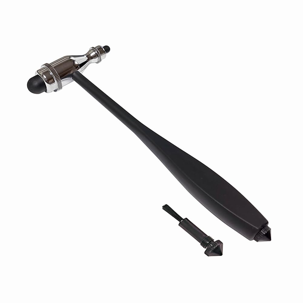 ADC 3694BK Tromner Neurological Reflex Hammer with Built-in Brush, Black and Chrome
