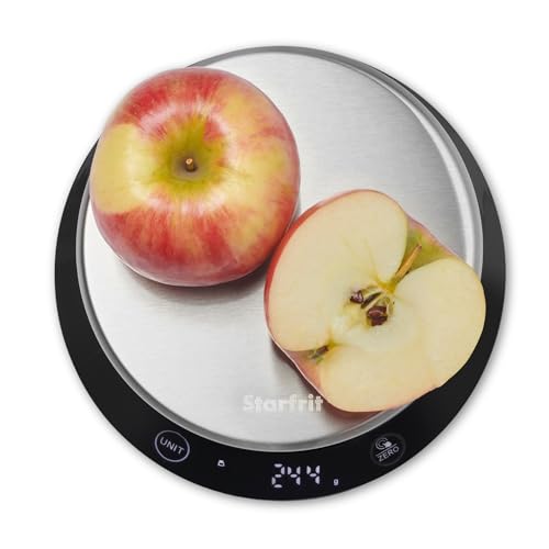 Starfrit Digital Baking Kitchen Scale - Stainless Steel Removable Bowl - 11 lb / 5 kg Capacity - Black