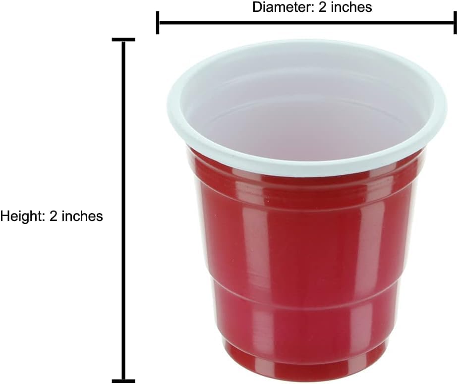 Party Bargains 60ml. Mini Red Disposable Shot Glasses - (120 Pack) Plastic Shot Cups, Jello Shots, Perfect Size for Serving Condiments, Snacks, Samples and Tastings