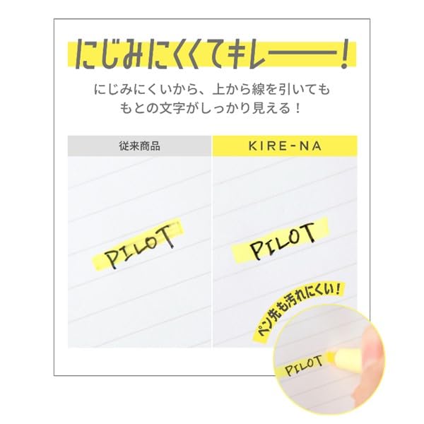 PILOT KIRE-NA Highlighter Set, Basic 5 Colors, Chisel and Fine Tip, Quick-Dry Pigment Ink, SKIW-1-5C1