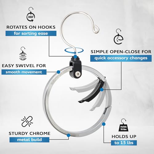Rolly Hanger® Closet Space Saver – Premium Rotating Aluminum Organizer for Belts, Ties, Hats & Handbags – Heavy Duty 360° Swivel – Declutter & Maximize Storage (1 Pack)